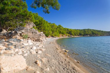 Türkiye kıyısındaki antik Phaselis kentinin kalıntıları