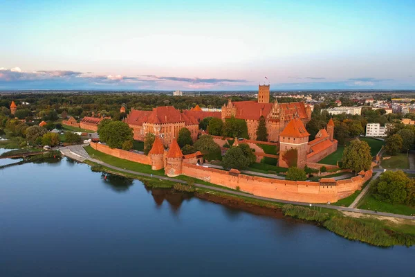 Malbork Castle Nogat River Sunset Poland — Stock Photo, Image