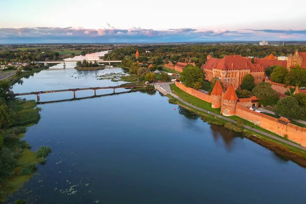 Malbork Castle Nogat River Sunset Poland — Stock Photo, Image