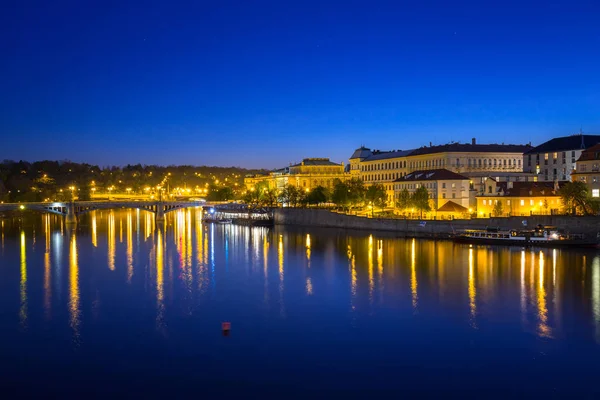 Blick Von Der Karlsbrücke Prag Bei Nacht Tschechische Republik — Stockfoto