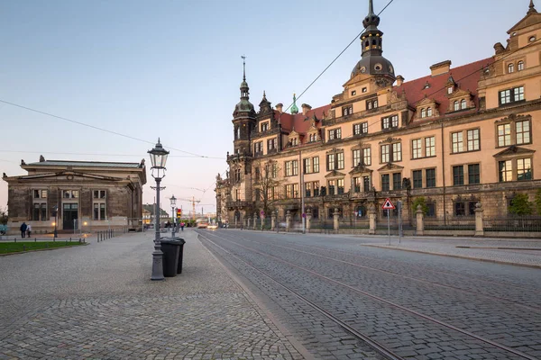 Wunderschöne Architektur Der Altstadt Dresden Bei Dämmerung Sachsen Deutschland — Stockfoto