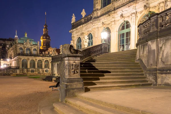 Bela Arquitetura Palácio Zwinger Dresden Noite Saxônia Alemanha — Fotografia de Stock