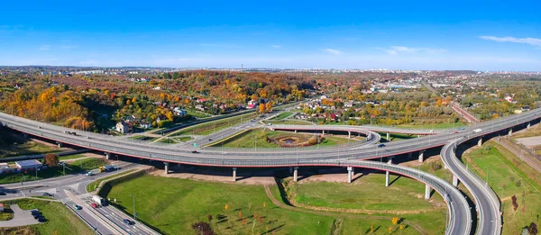 波兰格但斯克高速公路高架桥的空中景观 — 图库照片