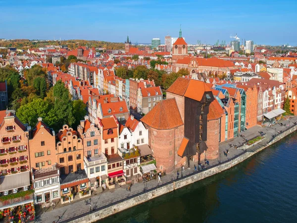 Vue Aérienne Vieille Ville Gdansk Avec Une Belle Architecture Pologne — Photo