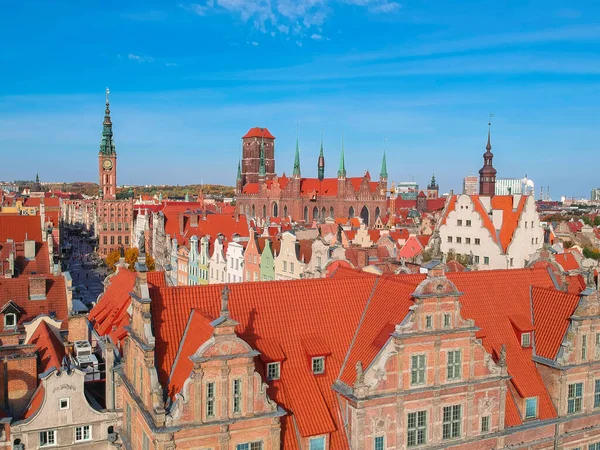 Letecký Pohled Staré Město Gdaňsku Krásnou Architekturou Polsko — Stock fotografie