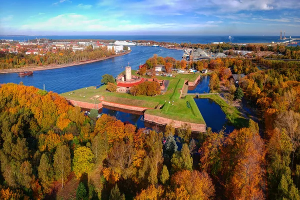 Wisloujscie Fortress Autumnal Scenery Gdansk Poland Aerial View — Stock Photo, Image