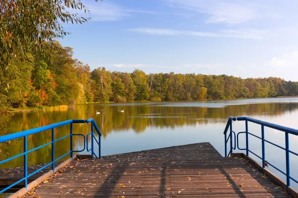 Vackert Landskap Sjön Hösten Polen — Stockfoto