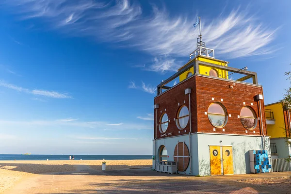 Beautiful Beach Lifeguards House Baltic Sea Gdansk Poland — Stock Photo, Image