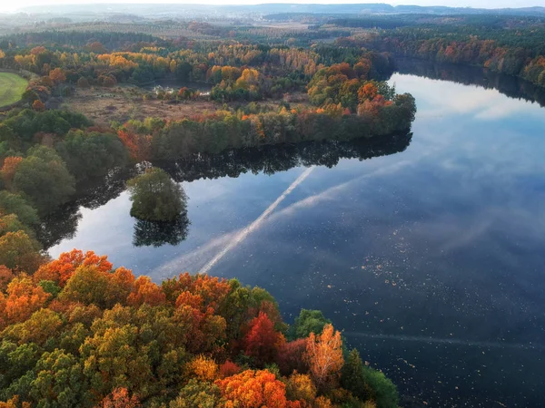 Paisaje Del Bosque Otoñal Lago Polonia — Foto de Stock