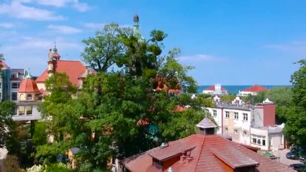 索波特 2019年6月19日 波兰波罗的海索波特美丽的建筑 索波特是波兰主要的旅游目的地 拥有最长的木制码头 — 图库视频影像