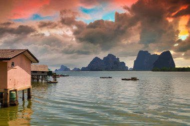 Amazing Phang Nga Bay with thousands of islands at sunset, Thailand clipart