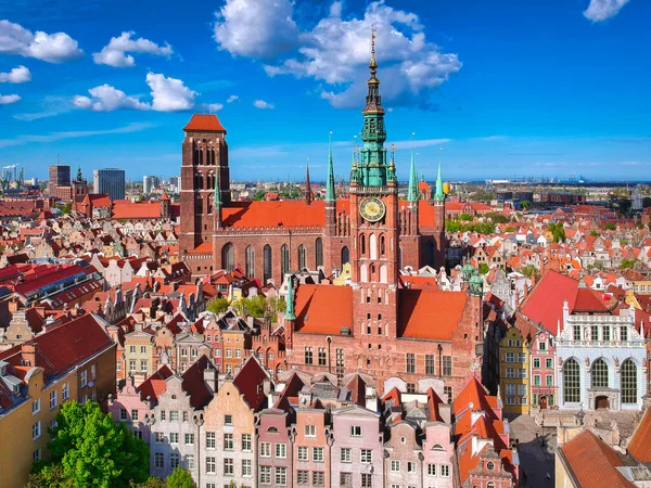 Вид Воздуха Старый Город Гданьске Удивительной Архитектурой Летом Польша — стоковое фото
