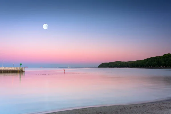 Beautiful Sunset Beach Baltic Sea Gdynia Poland — Stock Photo, Image