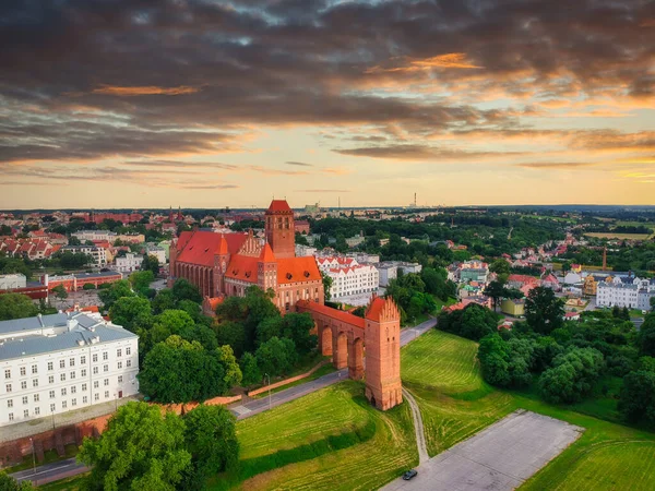 Kwidzynský Hrad Katedrála Při Západu Slunce Polsko — Stock fotografie