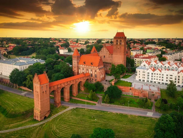 Kwidzyn Kastély Katedrális Naplementekor Lengyelország — Stock Fotó