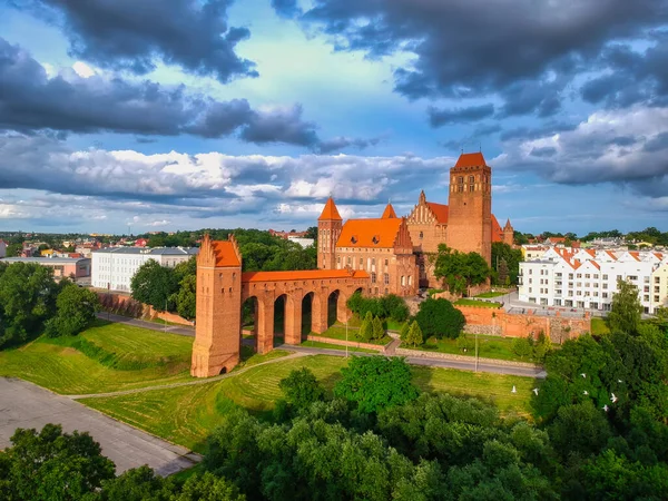 Kwidzyn Kastély Katedrális Naplementekor Lengyelország — Stock Fotó