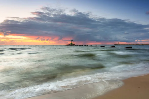Beautiful Sunset Beach Baltic Sea Gdansk Poland — Stock Photo, Image