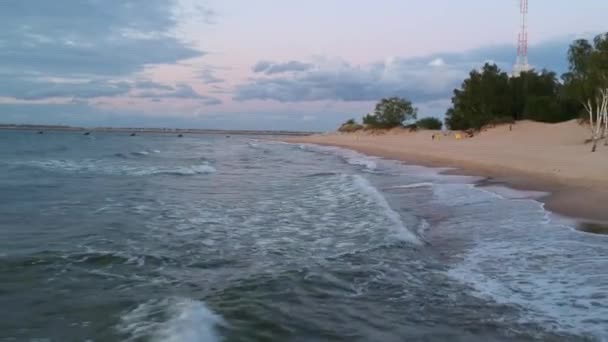 Beautiful Sunset Beach Baltic Sea Gdansk Poland — Stock Video