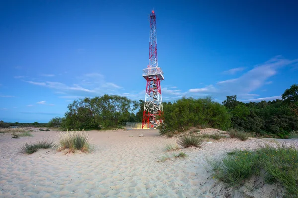 Башня Маяка Пляже Балтийского Моря Гданьске Польша — стоковое фото