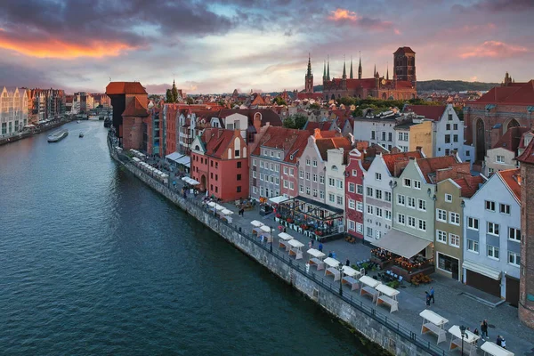 Vista Aérea Del Casco Antiguo Gdansk Con Una Arquitectura Increíble — Foto de Stock