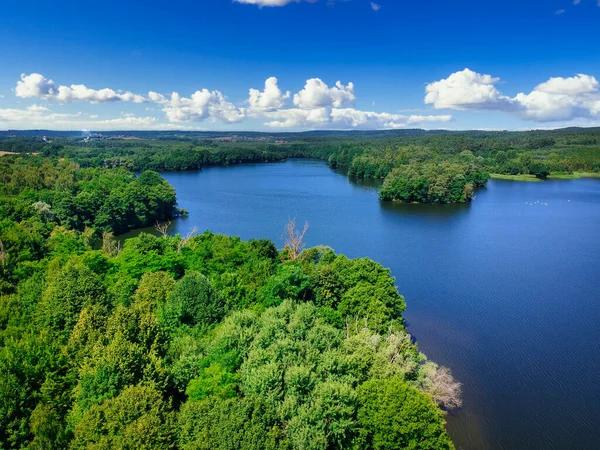 夏のポーランドの湖の空中風景 — ストック写真