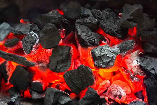 Embers Carbone Fuoco Sulla Griglia — Foto Stock