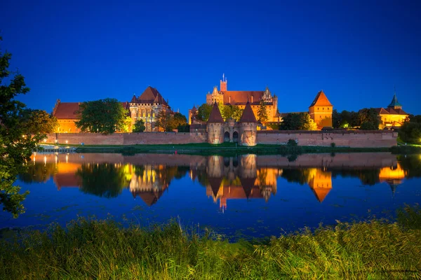 Château Malbork Sur Rivière Nogat Nuit Pologne — Photo