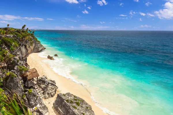 Όμορφη Παραλία Tulum Στην Καραϊβική Θάλασσα Μεξικό — Φωτογραφία Αρχείου