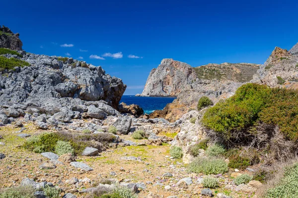 Girit Yunanistan Muhteşem Körfezi Olan Rocky Manzarası — Stok fotoğraf