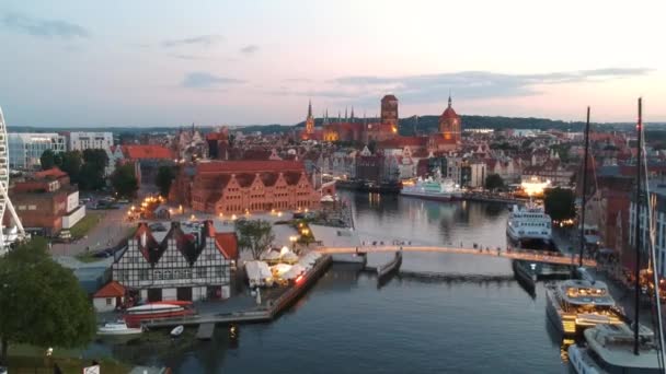 Danzig Polen Juli 2020 Luftaufnahme Der Altstadt Von Danzig Mit — Stockvideo