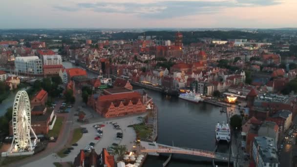 Gdańsk Polska Lipca 2020 Widok Lotu Ptaka Stare Miasto Gdańsku — Wideo stockowe