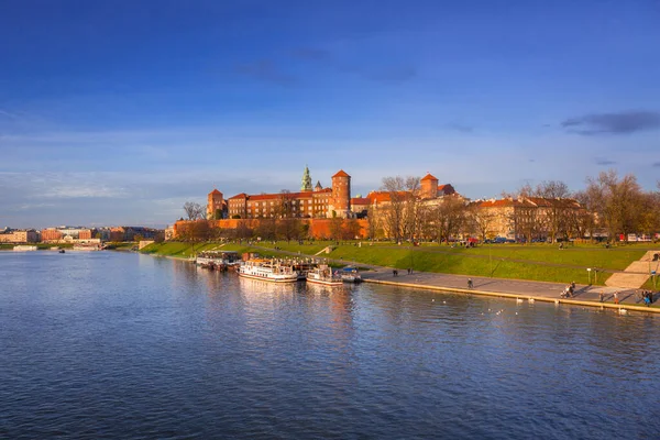 Королівський Вавель Замок Кракові Річці Вісла Польща — стокове фото