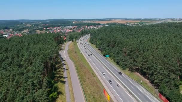 Vista Aérea Estrada Circular Tri Cidade Polónia — Vídeo de Stock