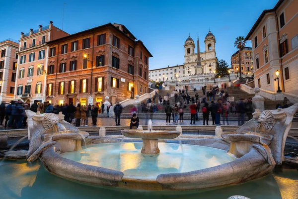 Rome Italy January 2019 Fountain Piazza Spagna Square Spanish Steps — Stock Photo, Image