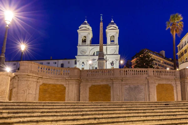 Spanska Trappan Rom Natten Italien — Stockfoto