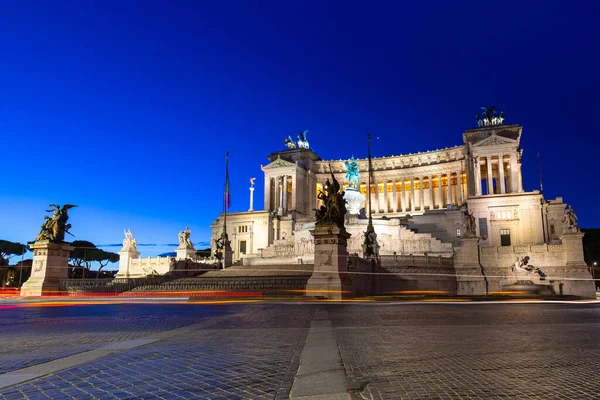 Arquitectura Del Monumento Vittorio Emanuele Roma Por Noche Italia — Foto de Stock