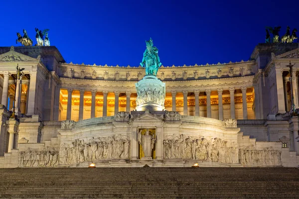 Arquitectura Del Monumento Vittorio Emanuele Roma Por Noche Italia — Foto de Stock