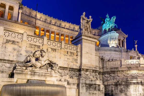 Architettura Del Monumento Vittorio Emanuele Notte Roma — Foto Stock