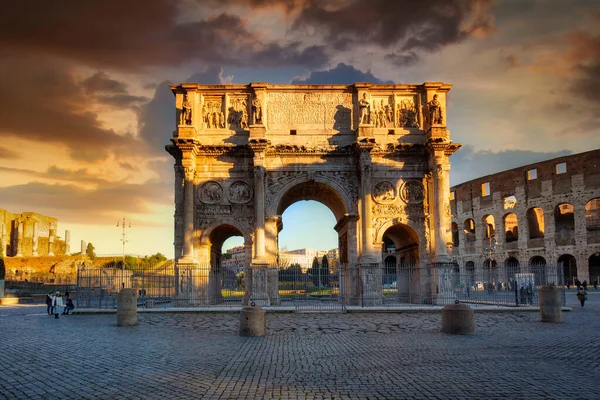 Arco Constantino Grande Nascer Sol Roma — Fotografia de Stock