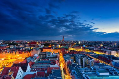 Amazing cityscape of Wroclaw at night. Poland clipart