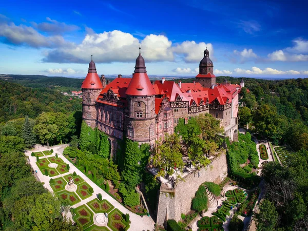 波兰Walbrzych 2020年9月8日 波兰下西里西亚Ksiaz城堡的空中景观 — 图库照片