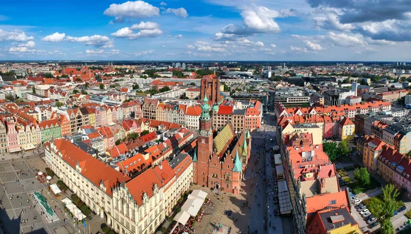 Piękna Architektura Rynku Starego Miasta Wrocławiu Polska — Zdjęcie stockowe