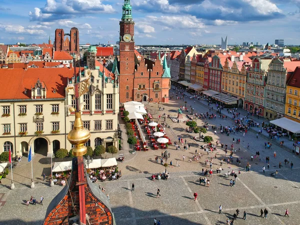 Όμορφη Αρχιτεκτονική Της Πλατείας Old Town Market Στο Wroclaw Πολωνία — Φωτογραφία Αρχείου