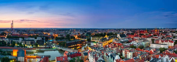 Panorama Wroclaw Old Town Sunset Poland — Stock Photo, Image