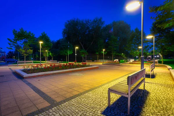 ポーランドの夜にPruszcz Gdanskiの公園の風景 — ストック写真