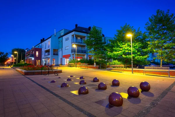 Paisaje Del Centro Ciudad Pruszcz Gdanski Por Noche Polonia — Foto de Stock