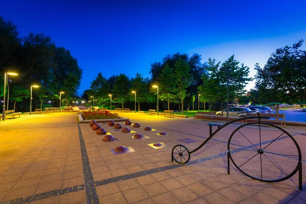 Scenery City Center Pruszcz Gdanski Night Poland — Stock Photo, Image