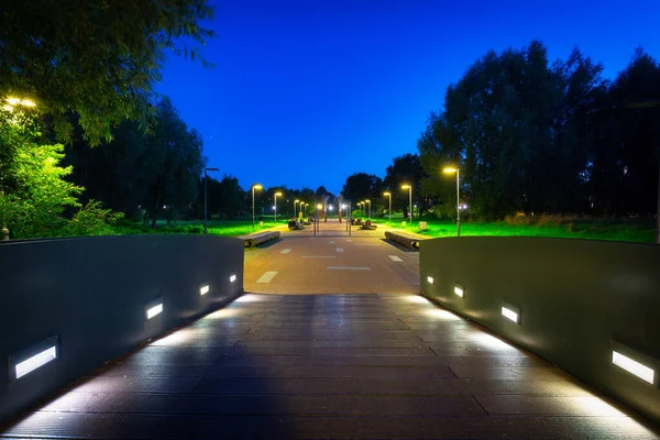 Landschaft Des Parks Pruszcz Gdanski Bei Nacht Polen — Stockfoto