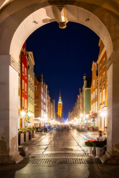 Beautiful View Old Town Gdansk Golden Gate Night Poland — Stock Photo, Image