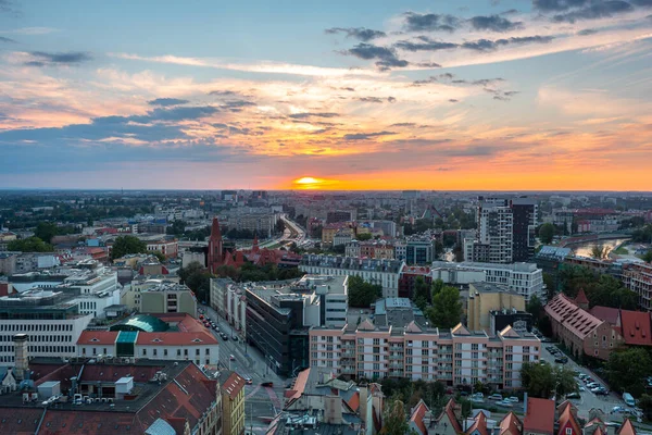 Paesaggio Urbano Breslavia Centro Storico Tramonto Polonia — Foto Stock